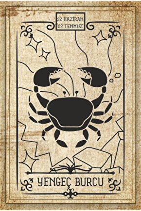 Yengeç Burcu Astroloji Burç Retro Ahşap Poster