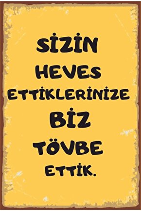 Komik Sözler Duvar Yazıları Retro Ahşap Poster