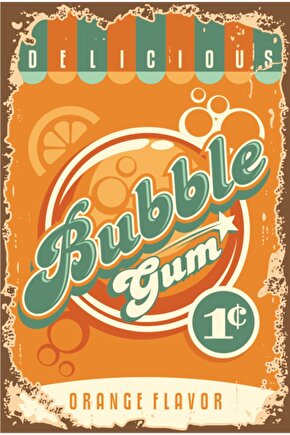 Balonlu Portakal Suyu Mutfak Posterleri-1 Retro Ahşap Poster