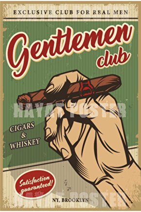 Centilmen Beyler Kulübü Içki Ve Kahve Saati Ahşap Desenli Retro Vintage Ahşap Poster