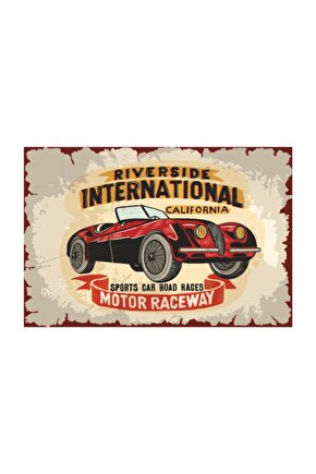 Klasik Araba Garaj Retro Vintage Ahşap Poster