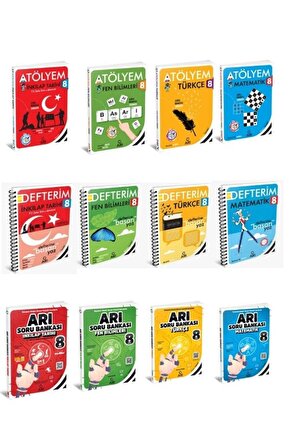 2025 Basım 8.Sınıf Tüm Dersler ATÖLYEM-DEFTERİM-SORU BANKASI(12KİTAP)+Anahtarlık