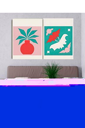 Matisse - Sanat - Soyut - Doğa - Ev - Yaşam ( 2 Li Çerçevesiz ) Poster - Afiş - Tablo NNHT102