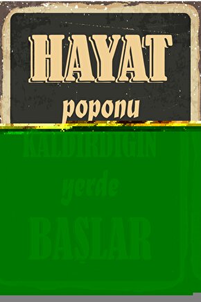 hayat poponu kaldırdığın yerde başlar motivasyon eğlenceli komik duvar yazıları retro ahşap poster