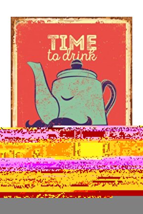 Çay Zamanı Retro Vintage Ahşap Poster