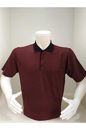 Erkek Bordo Büyük Beden Polo Yaka Kısa Kollu T-shirt