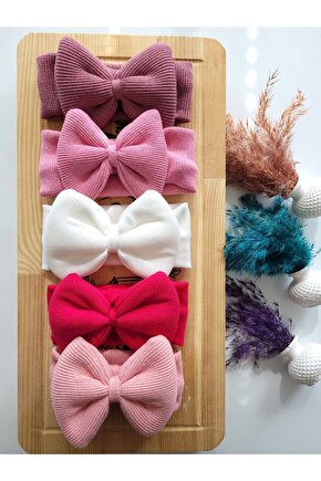 Kız Çocuk & Bebek Kaşkorse Fiyonklu Bandana 5li Set