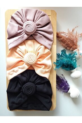 Kız Bebek & Çocuk Renkli Fırfır Bone 3lü Set