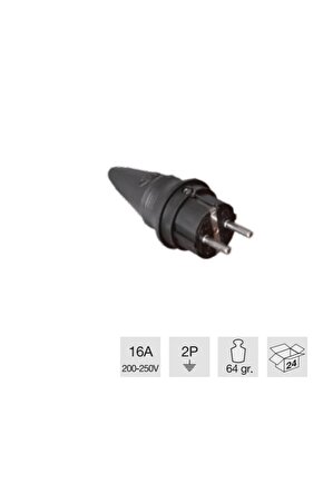 Kauçuk Monofaze Düz Fiş 1x16amper Tse Li