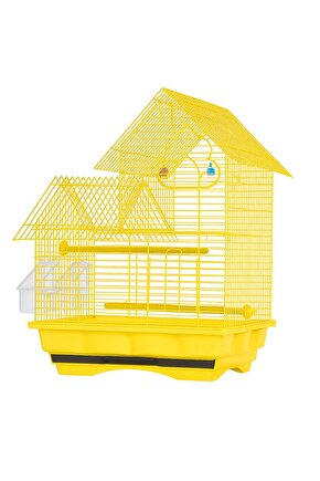 Çift Kapılı Villa Kuş Kafesi 34,5x28x46cm - Sarı