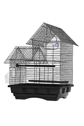 Çift Kapılı Villa Kuş Kafesi 34,5x28x46cm - Siyah