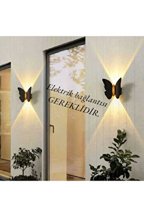 2 Adet Elektrikle Çalışır, 6 Watt Günışığı Ledli Kelebek Duvar Aplik İç ve Dış Mekan IP65 Aplik
