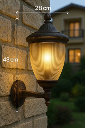 232Lamp Bakır Eskitme Lüx Bahçe Duvar Teras Veranda Konsollu Aplik