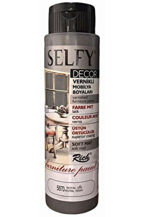 Selfy Decor Vernikli Mobilya Boyası 500 Cc Royal Gri 5870