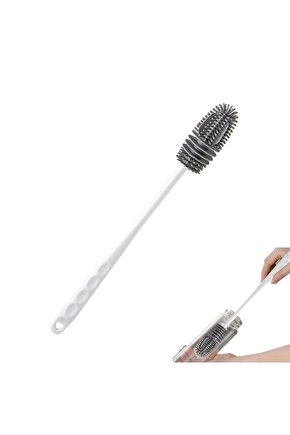 Sparkle Jar Silikon Uzun Saplı Kavanoz Yıkama Fırçası Beyaz