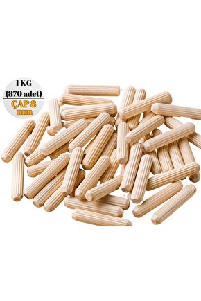1 Kg (870 ADET) Ø8mm X 35mm Ahşap Kavela  Kavale (ÇİZGİLİ) Paket