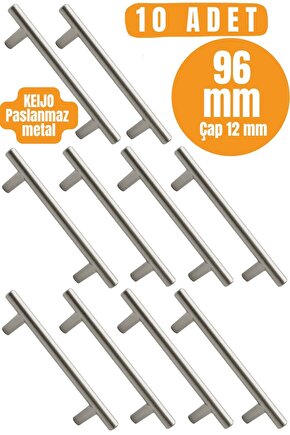 10 Adet Keijo Inox 96mm Paslanmaz Kulp (MOBİLYA, DOLAP KULBU, KULP MODELİ)