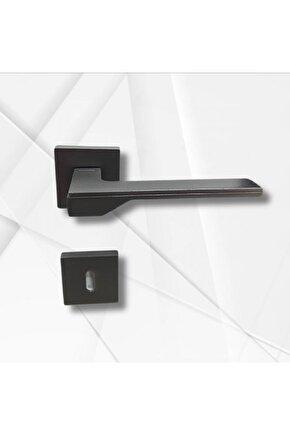 Stilo Antrasit Kare Rozetli Oda Kapı Kolu ve 40X23mm Antrasit Oda Gömme Kilit Set