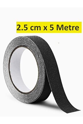 2.5 Cm X 5 Metre Merdiven Zemin Kaydırmaz Bant, Yapışkanlı Kaymaz Bant Siyah