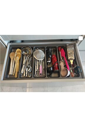 85x49 Cm. 6 Bölmeli Gri Çekmece Içi Düzenleyici Kepçelik (80*40 CME KADAR KESİLR) Ücretsiz Kesim