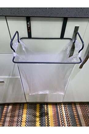 Siyah Renk, Lüks Çöp Poşeti Tutucu, Dolap Kapağına Asılabilen Metal Poşetlik, Organizer