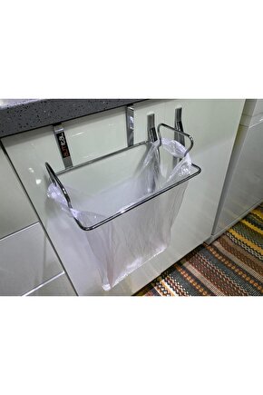Dolap Kapağına Asılabilen Krom Çöp Poşet Tutucu, Çöp Poşeti Askısı, Organizer