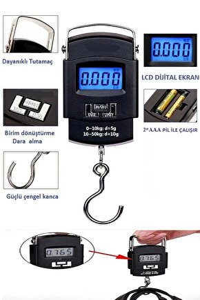 Elektronik Dijital El Kantarı 50 Kg Terazi Tartı 10 gr Hassasiyet