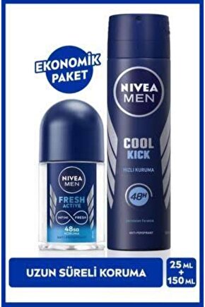 Men Cool Kick Deo 150 ml Fresh Active Mini Roll-on Hediyeli