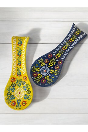 Dekoratif  Tasarım Kirli Kaşık Altlığı, Kaşıklık, Kepçe Altlığı, Çini  Seramik Tamamen El Yapımı