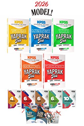 2026 Önlisans-Ortaöğretim KPSS Yediiklim 5 Branş Yaprak Test ve Branş Denemeleri Seti Toplam 12 Ürün