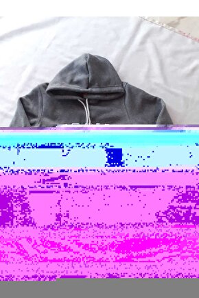 Füme Gri Kanguru Cepli Kapşonlu Sweatshirt
