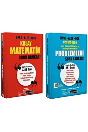 Pegem Kpss Ales Dgs Kolay Matematik + Ezberbozan Problemler Soru 2 Li Set Pegem Akademi Yayınları