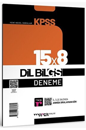 2025 KPSS Dil Bilgisi 15x8 Deneme Tamamı Video Çözümlü Marka Komisyon Kitabı 32 Sayfa Marka Yayınlar