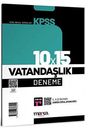 2025 KPSS Vatandaşlık 10x15 Deneme Tamamı Video Çözümlü Marka Komisyon Kitabı 32 Sayfa Marka Yayınla