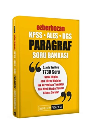 Kpss Ales Dgs Ezberbozan Paragraf Soru Bankası Pegem Yayınları