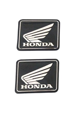 Honda Kare Küçük Universal Siyah-gümüş Damla Stiker 2li