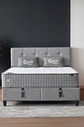 Mimoza Modeli Çift Kişilik Full Ortopedik Yataklı Sandıklı Baza Ve Başlık Takımı 3 Lü Set