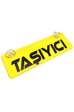 Taşıyıcı Yazılı Sarı Dekor Plaka Vantuzlu Cam Süsü