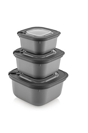Elegant Storage Box Saklama kabı seti 3 parça vakumlu kapak mikrodalga ve buzdolabına uygun renkli