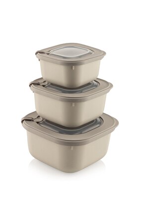 Elegant Storage Box Saklama kabı seti 3 parça vakumlu kapak mikrodalga ve buzdolabına uygun renkli