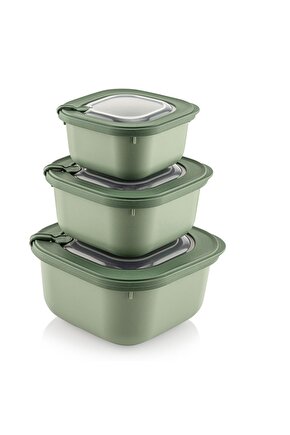 Elegant Storage Box Saklama kabı seti 3 parça vakumlu kapak mikrodalga ve buzdolabına uygun renkli