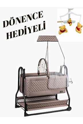 Dönenceli Npratik Lüx Bebek Beşiği Nenni Silinebilir Portatif Sallanır Sepet Beşik Hamak Beşik