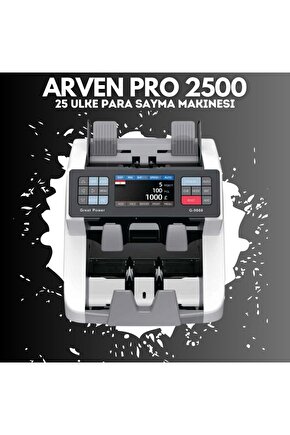 Arven Pro 2500 25 Ülke Karışık Para Sayma Makinesi Çift Katlı Çift Cıslı