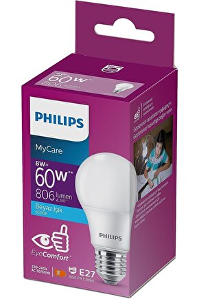 60W Led Ampul, 6500K Beyaz Işık, E27 Normal Duy