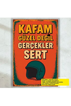 kafam güzel değil gerçekler sert komik atarlı esprili sözler duvar yazıları retro ahşap poster tablo