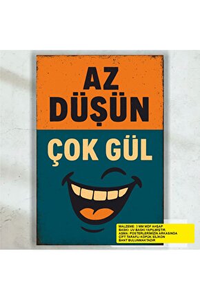 az düşün çok gül komik esprili sözler duvar yazıları retro ahşap poster tablo