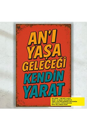 geleceği kendin yarat umut veren motivasyon sözleri duvar yazıları retro ahşap poster tablo