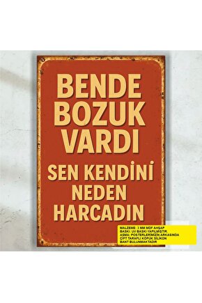 kendini harcama komik esprili atarlı giderli sözler duvar yazıları retro ahşap poster tablo