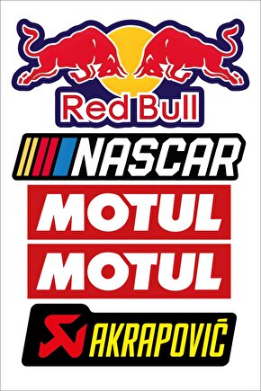 Redbull Motul Akrapovic Nascar Sticker Set Su Geçirmez Yüksek Çözünürlüklü Araba Motorsiklet Sticker