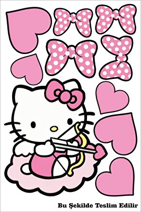 Hello Kitty Set Sticker Su Geçirmez Yüksek Çözünürlüklü Araba Motorsiklet Kask Laptop Duvar Sticker
